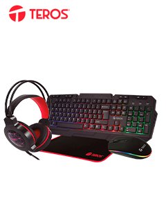 Combo Teros TE-4060R, Teclado Multimedia, Mouse, Headset, Mouse Pad.