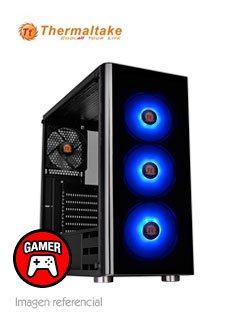 case thermaltake v200 tempered glass rgb edition,mid tower, negro, usb 3.0, audio.