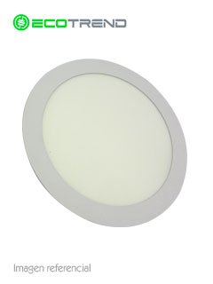panel redondo empotrable, 12w, 1200 lúmenes, luz fria, 6500k, 120º, 100 - 240vac.