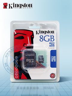 memoria flash microsdhc kingston class4, 8gb, conadaptador sd, presentación en colgad
