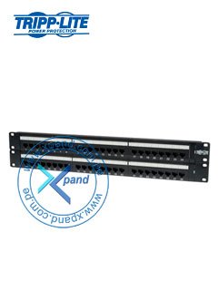 tripp-lite panel patch de alta densidad, tipo 110, 2u, cat6, de 48 puertos.