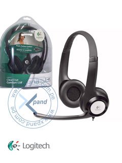 logitech clear chat comfort usb, 2.4 metros - presentación en colgador