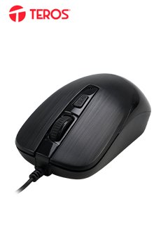 mouse óptico teros te-5076n, 1600dpi, , usb, 4 botones,
