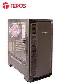 case gamer teros te-1165n, mid tower, negro, usb 3.0 / 2.0, audio.panel lateral 