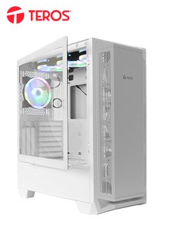 case gamer teros te-1165w, mid tower, blanco , usb 3.0 / 2.0, audiopanel lateral