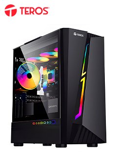 case gamer teros te1172n, mid tower, negro, usb 3.0, usb 2.0, audio.panel latera