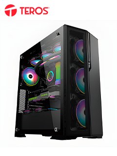 case gamer teros te1175n, mid tower, negro, usb 3.0, usb 2.0, audio.panel latera