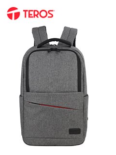 mochila teros te-acs9013, poliéster, notebook hasta 15.6, gris.
