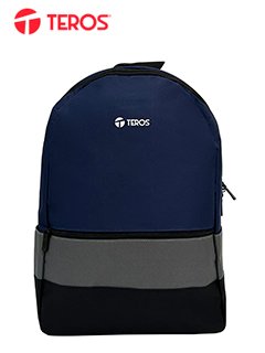 mochila teros te-ids2054, poliéster, notebook hasta 15.6, color azul + gris + negro 