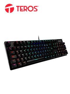 teclado gamer teros te-4152, mecánico, multimedia, iluminación rgb, 105 teclas, usb. 