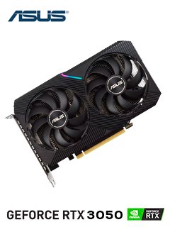 tarjeta de video asus dual geforce rtx 3050 8gb gddr6, pci express 4.0puertos: 3