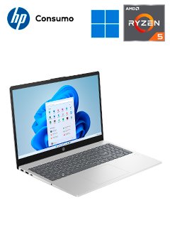 notebook hp 15-fc0002la, 15.6 fhd ips, amd ryzen5 7520u 2.8/4.3ghz, 16gb lpddr5-5500