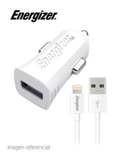 cargador de automóvil energizer hightech, 5vdc / 2.4a, blanco, para iphone / ipod / i